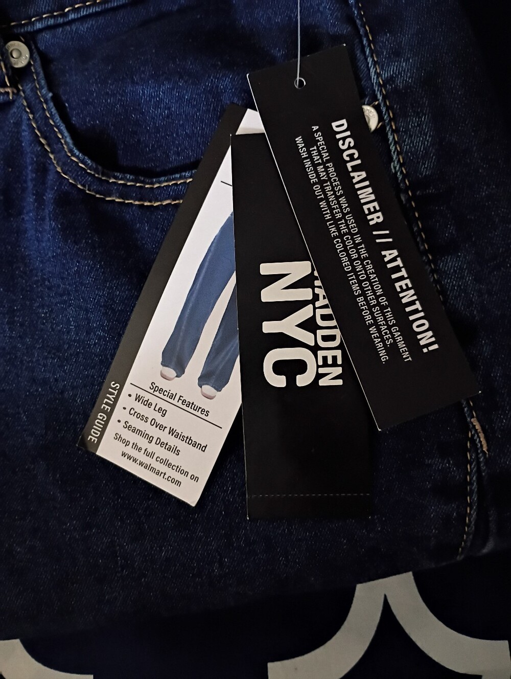 Madden NYC Women’s Dark Blue Wide-Leg Jeans